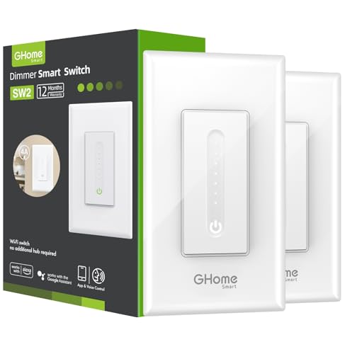 Ghome Smart Dimmer Switch - 2.4GHz Wi-Fi Smart Switch Compatible with Alexa and Google Home, White 4 Pack