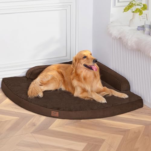 Large Dog Bed for Christmas - XL Orthopedic Egg-Crate Memory Foam Dog Beds with Removable Washable Cover, Waterproof Pet Beds with Non-Slip Bottom, Green