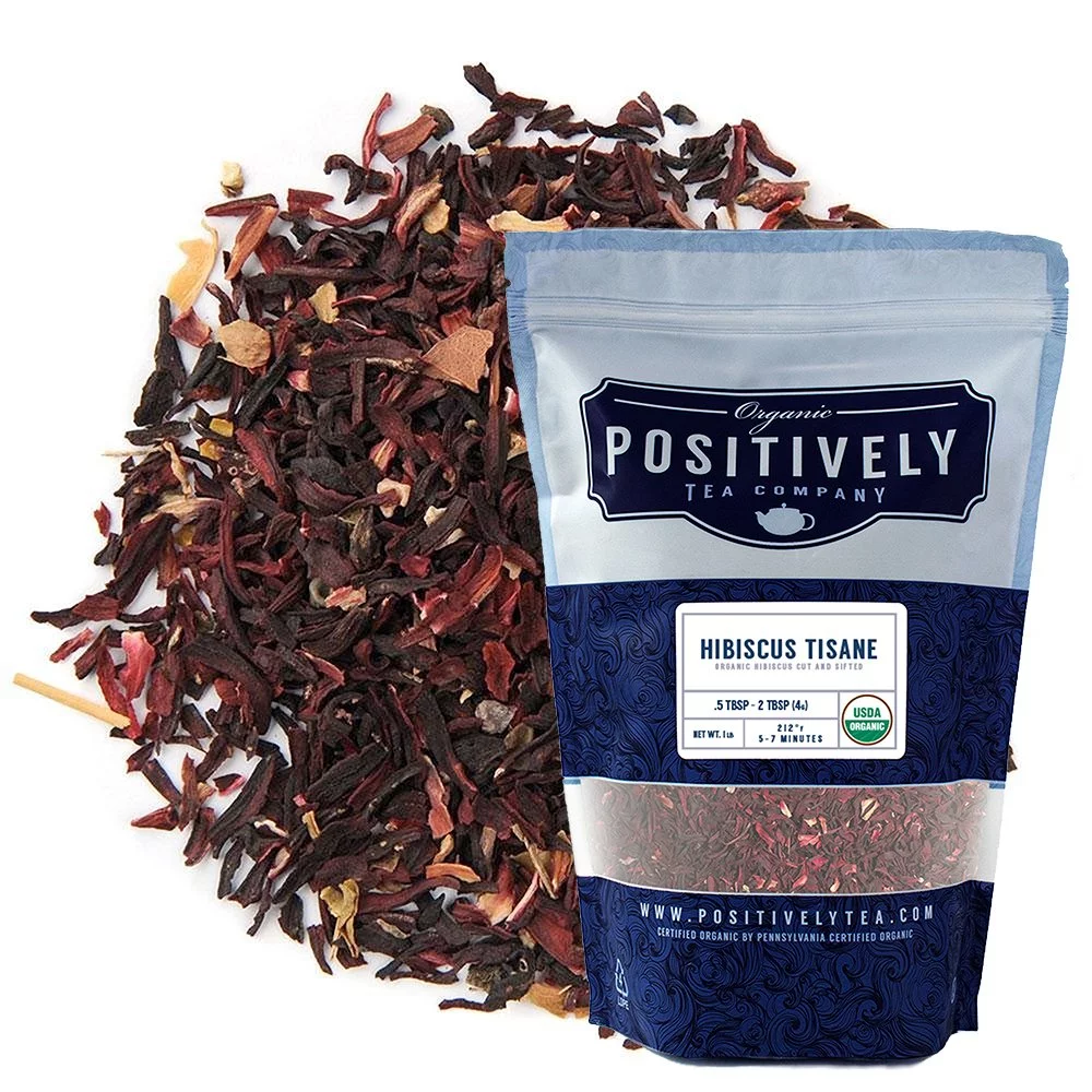 Positively Tea's Organic Hibiscus Herbal Tea, Loose Leaf, 1 Pound Bag