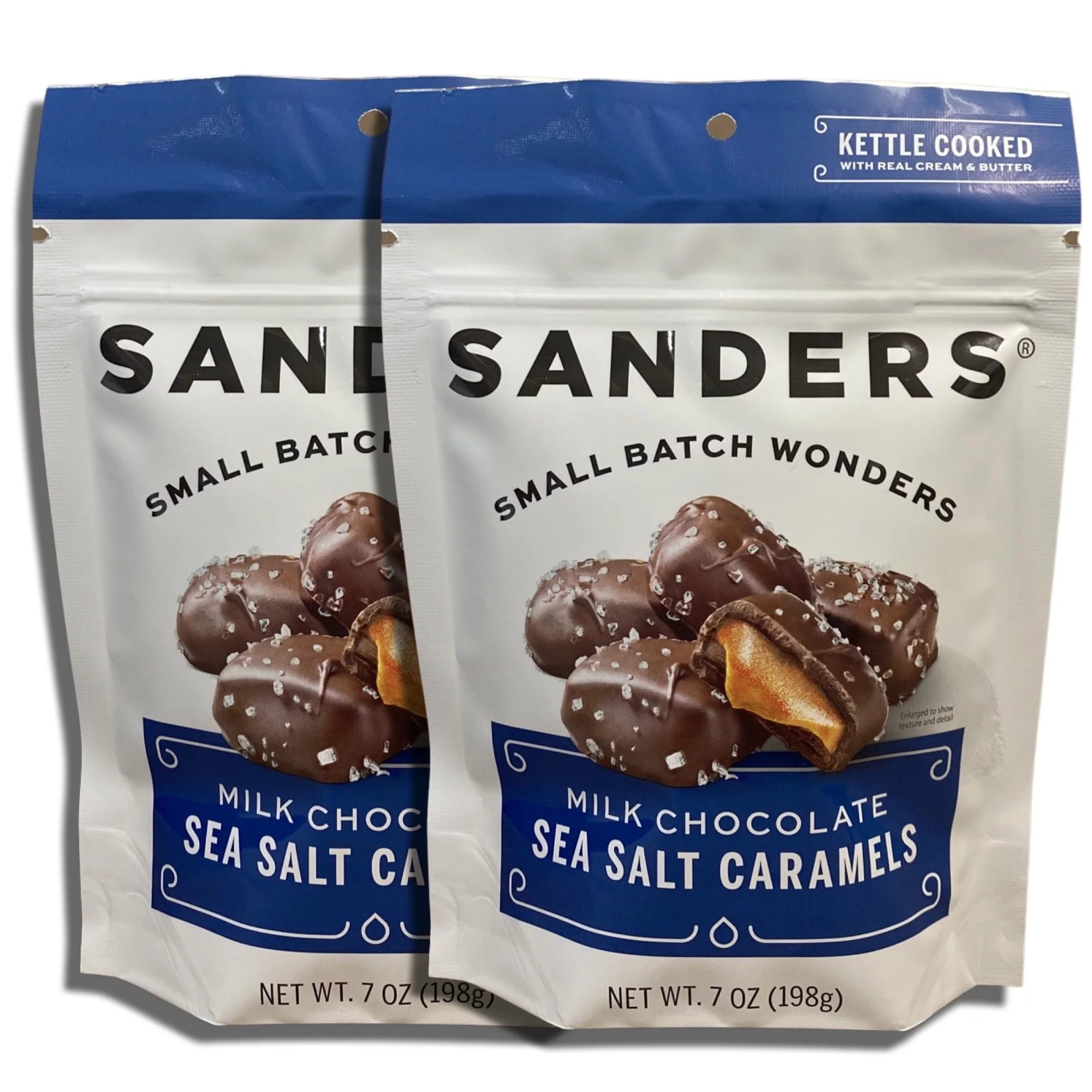 Tribeca Curations | Small Batch Chocolate by Sanders Bundled by Tribeca Curations | 7 Ounce Bag | Value Pack of 2 (Milk Chocolate Sea Salt Caramels)