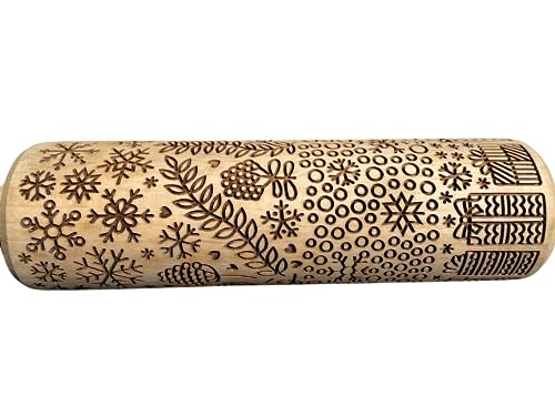CHRISTMAS GIFTS EMBOSSING ROLLING PIN laser engraved with Christmas symbols CHRISTMAS GINGERBREAD COOKIES