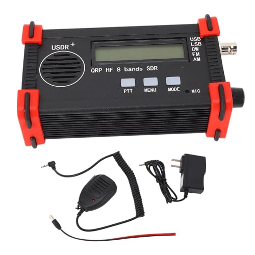 8 Band Short Transceiver, Portable USDX USDR HF QRP SDR Receiver SSB CW QRP Wireless Transceiver 100‑240V (US Plug)