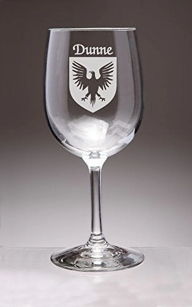 Dunne Irish Coat of Arms Wine Glasses - Set of 4 (Sand Etched)