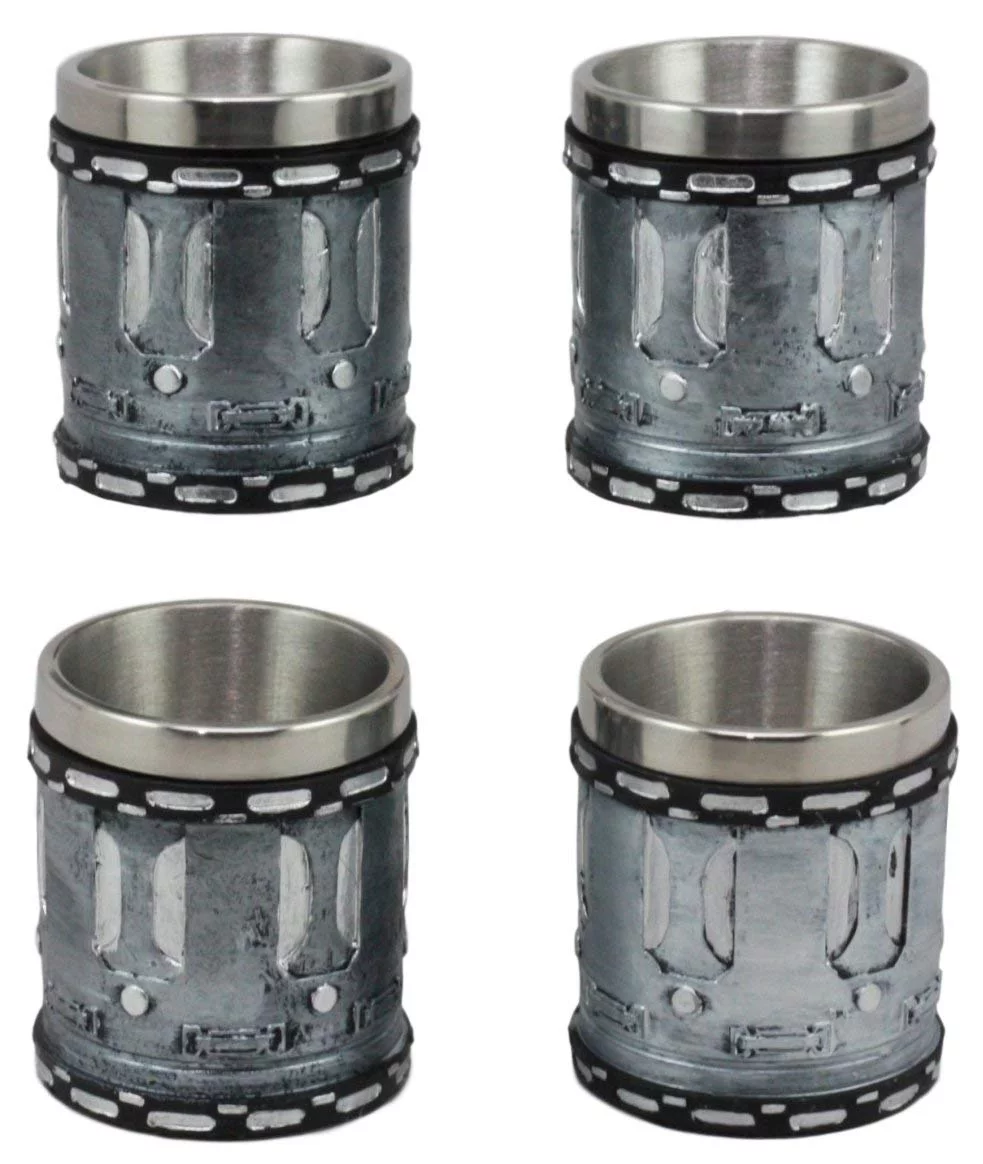 Western Novelty Revolver Pistol Gun Barrel Cylinder Shot Glass 2-Ounce Set of 4