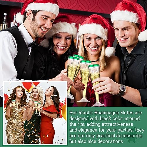 Zubebe 100 Pcs Plastic Champagne Flutes 4.5oz Classic Champagne Clear Plastic Cups Wedding Party Toasting Cocktail Cups Bulk Home Toasting Drinking Party(Blue)