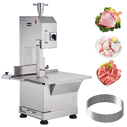 Commercial Electric Meat Bandsaw, 1500W Stainless Steel Countertop Bone Sawing Machine, Workbeach 19.3