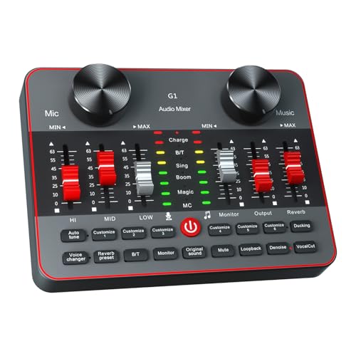 G3 Audio Mixer for Podcast Equipment Bundle，Live Sound Card for Streaming，Audio Interface DJ Mixer Sound Card/Board Condenser Microphone for Tiktok Gaming Video Content Creator