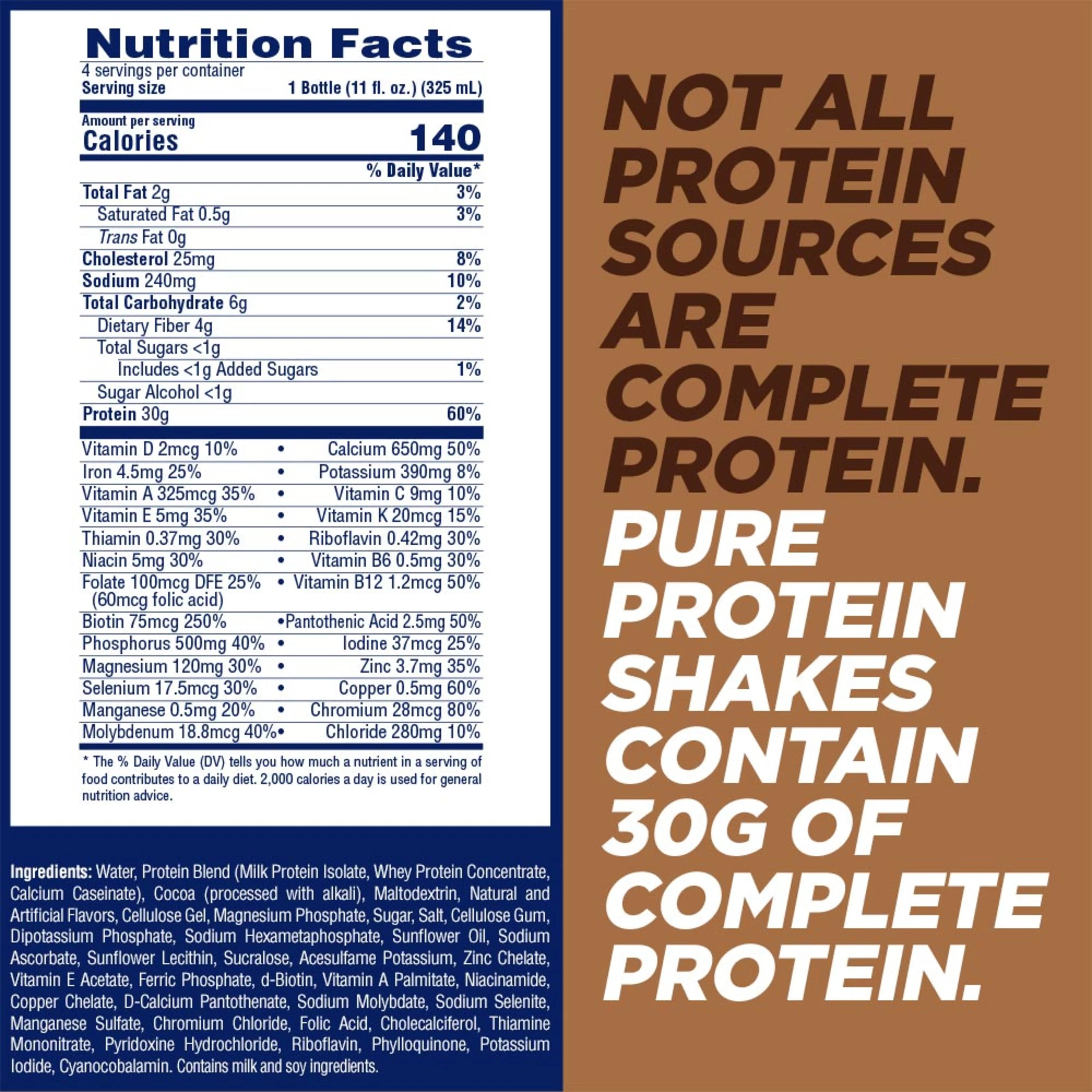 Pure Protein Shake, Rich Chocolate, 30g Protein, 11 fl oz, 12 Ct
