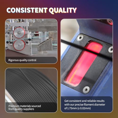 OVERTURE PLA Filament 1.75mm PLA 3D Printer Filament, 2kg Cardboard Spool (4.4lbs), Dimensional Accuracy +/- 0.02mm, Fit Most FDM Printer (Black 2-Pack)