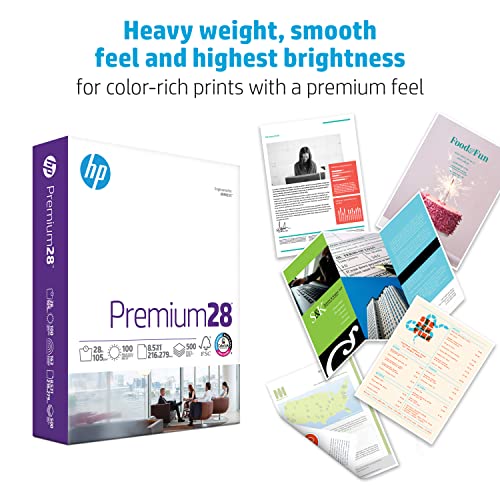 HP Paper Printer | 8.5 x 11 Paper | Premium 32 lb | 1 Ream - 500 Sheets | 100 Bright | Made in USA - FSC Certified | 113100R