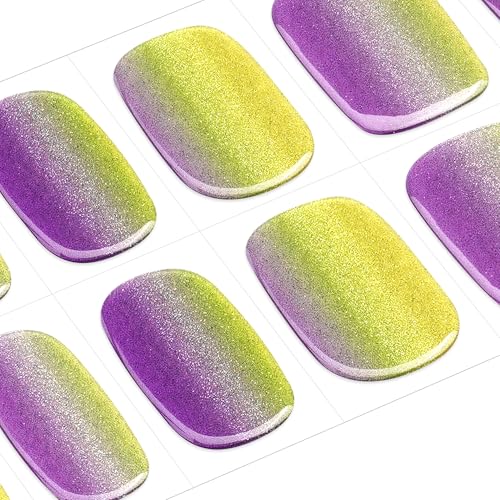 DANNI & TONI Semi Cured Gel Nail Strips Christmas Santa Claus Snowflakes Cat Eye Gel Nail Wraps 28 Stickers | Mistletoe Meow