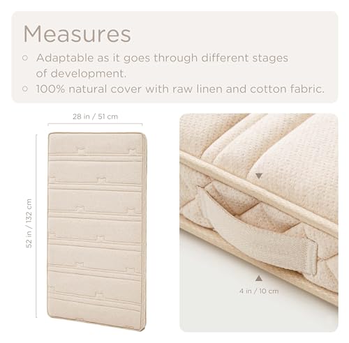 Baby & Toddler Crib Mattress, Organic Breathable Fabric Cover ＆ High Density Support Air Fiber, Removable and Washable Cover, 4