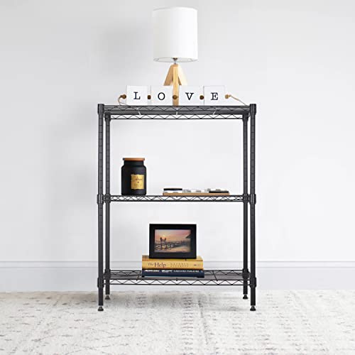 4 Tier Shelving Unit NSF Wire Shelf Metal Large Storage Shelves Heavy Duty Height Adjustable Commercial Grade Steel Utility Layer Shelf Rack Organizer 1000 LBS Capacity -14x36x54,Black