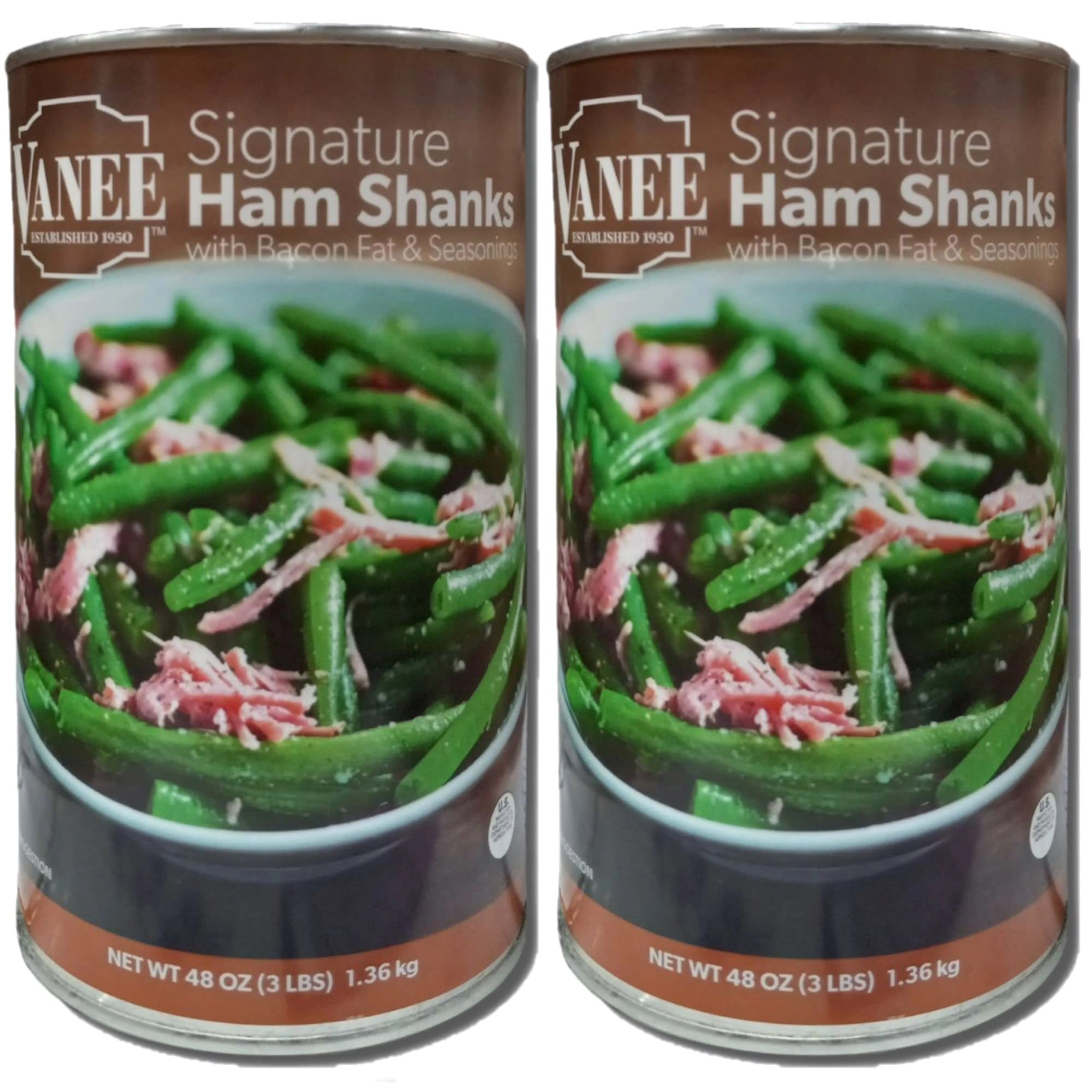 Vanee Signature Ham Shanks With Bacon Fat Value Pack by Tribeca Curations | 48 Ounce Can | Pack of 2