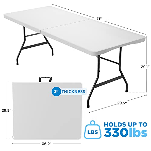 Sorfey Folding Table 6-Foot X 30 inch, White Plastic