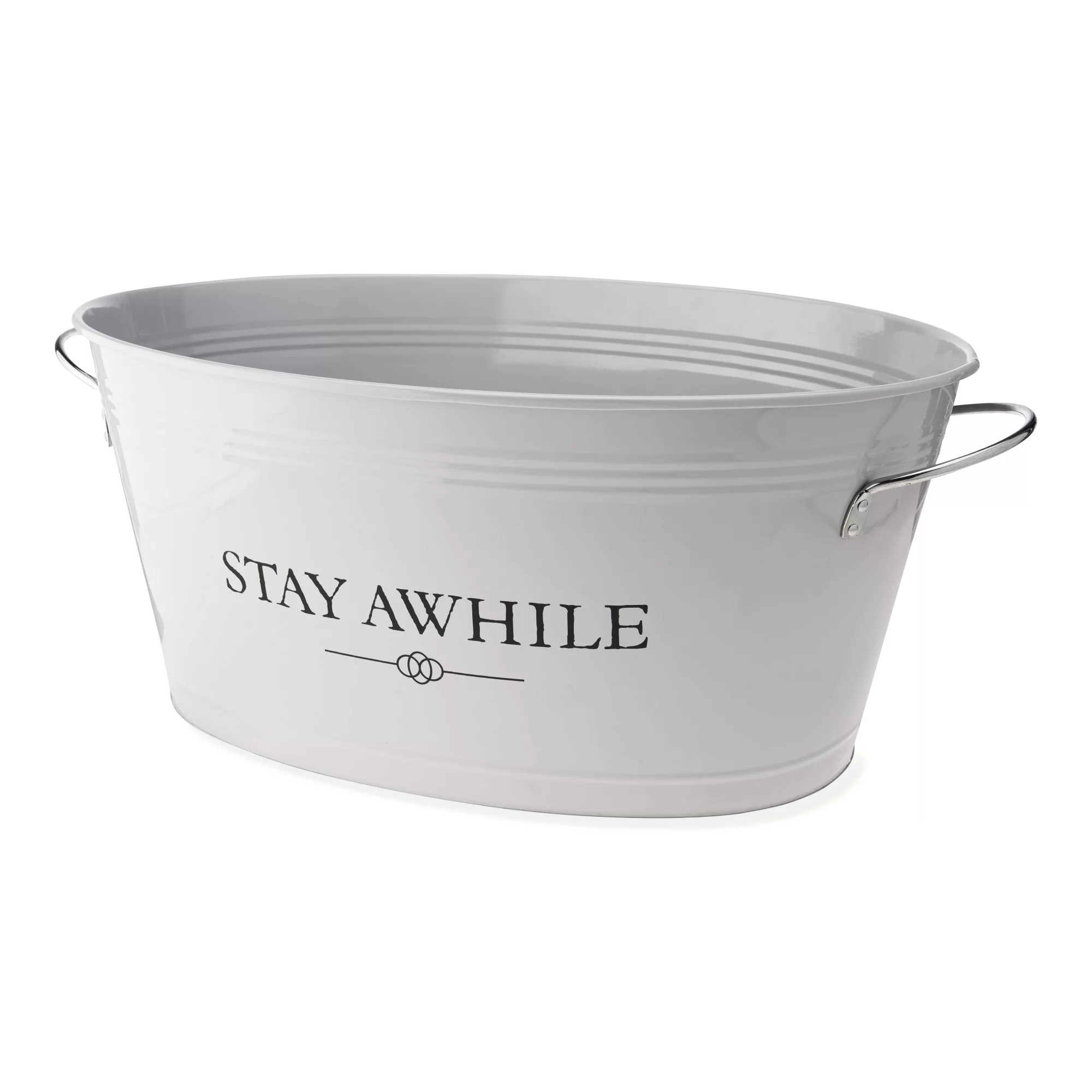 Twine Stay Awhile White Painted Galvanized Ice Bucket and Metal Tub