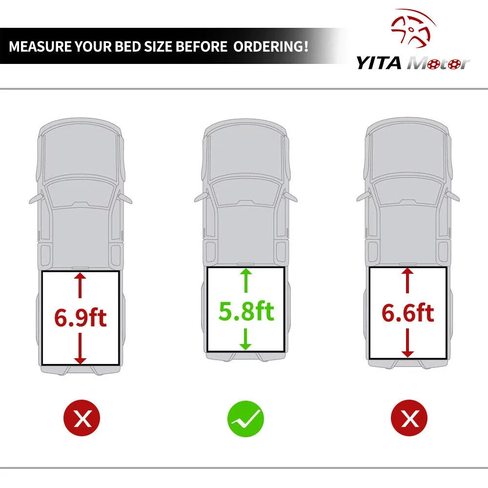 Ledkingdomus 5.8ft Soft Tri-Fold Truck Bed Tonneau Cover for 2014-2019 Chevy Silverado/GMC Sierra 1500