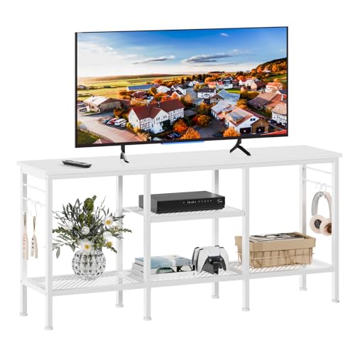 Furologee TV Stand for TVs up to 55 Inch, Entertainment Center with Open Storage Shelves, TV Media Console Table with Soundbar Shelf for Living Room, Bedroom, Rustic Brown