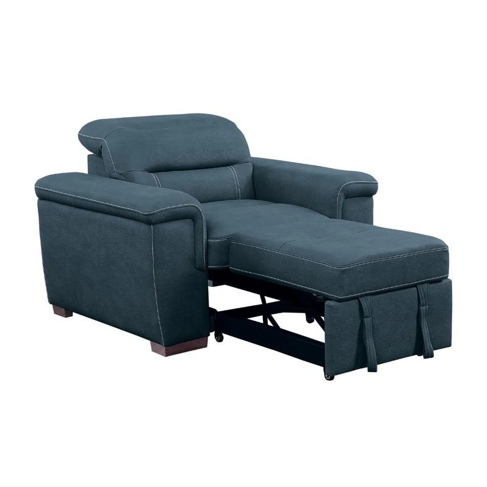 Lexicon Alfio Microfiber Accent Chair with Pull Out Ottoman in Blue