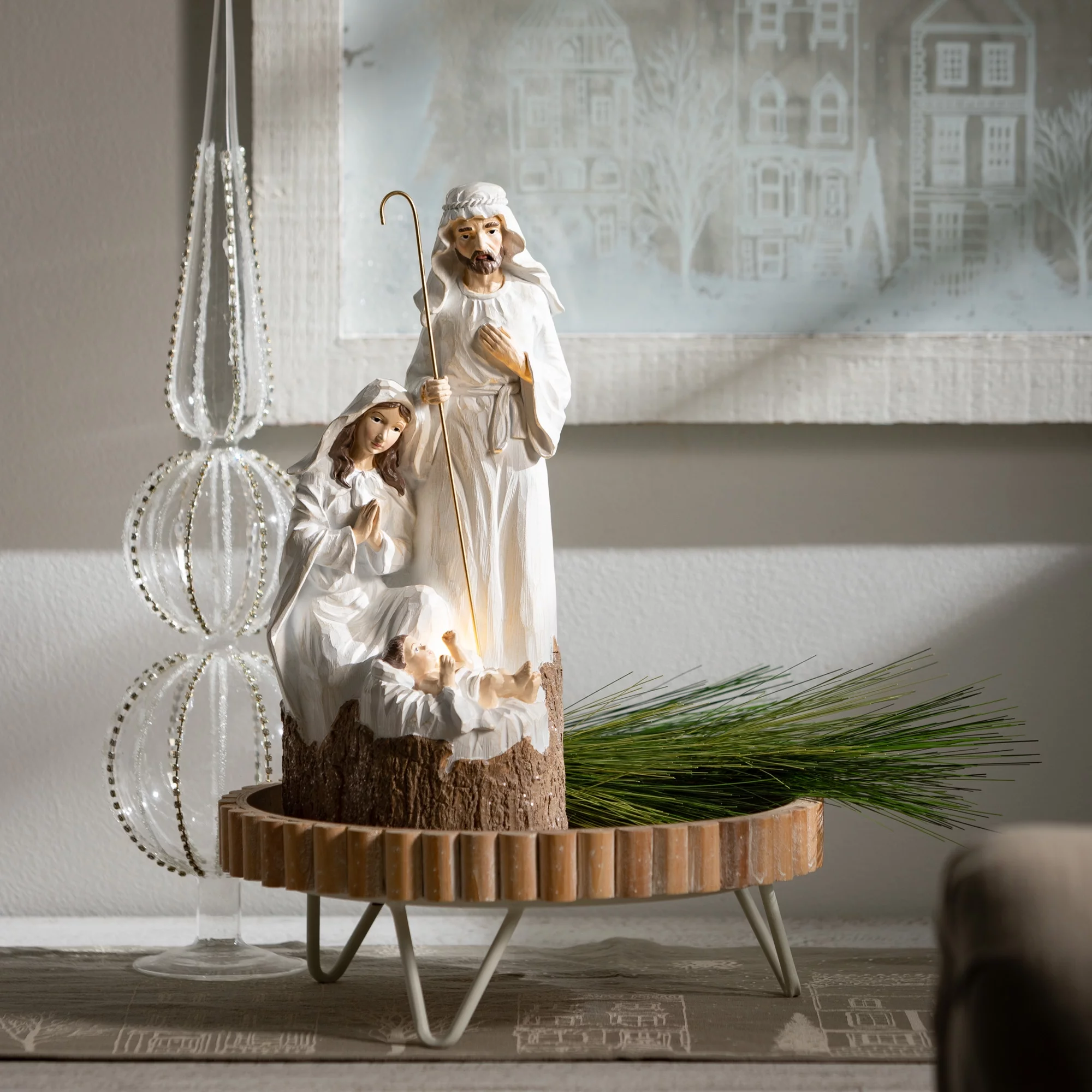 Hand-Beaded Glass Finial Clear 22