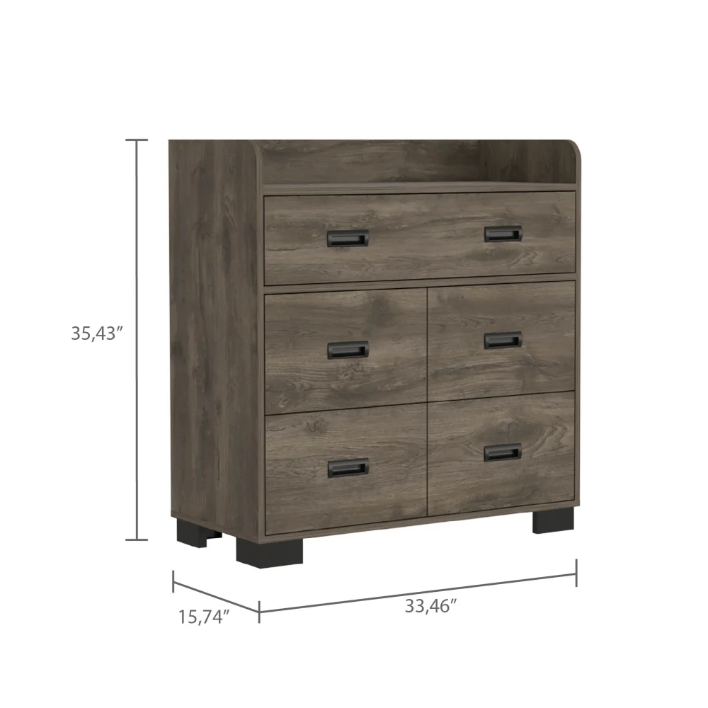 5-Drawer Dresser Dark Brown