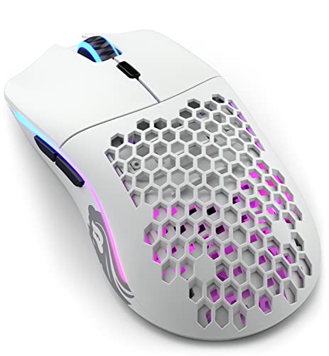 Glorious Gaming - Model D 2 Wireless Ergonomic Mouse, Superlight 66g, up to 210 hr Battery Life, 26K Optical Sensor, 6 Programmable Buttons, 80 Million Clicks, FPS, MMO, MOBA, Battle Royale (White)