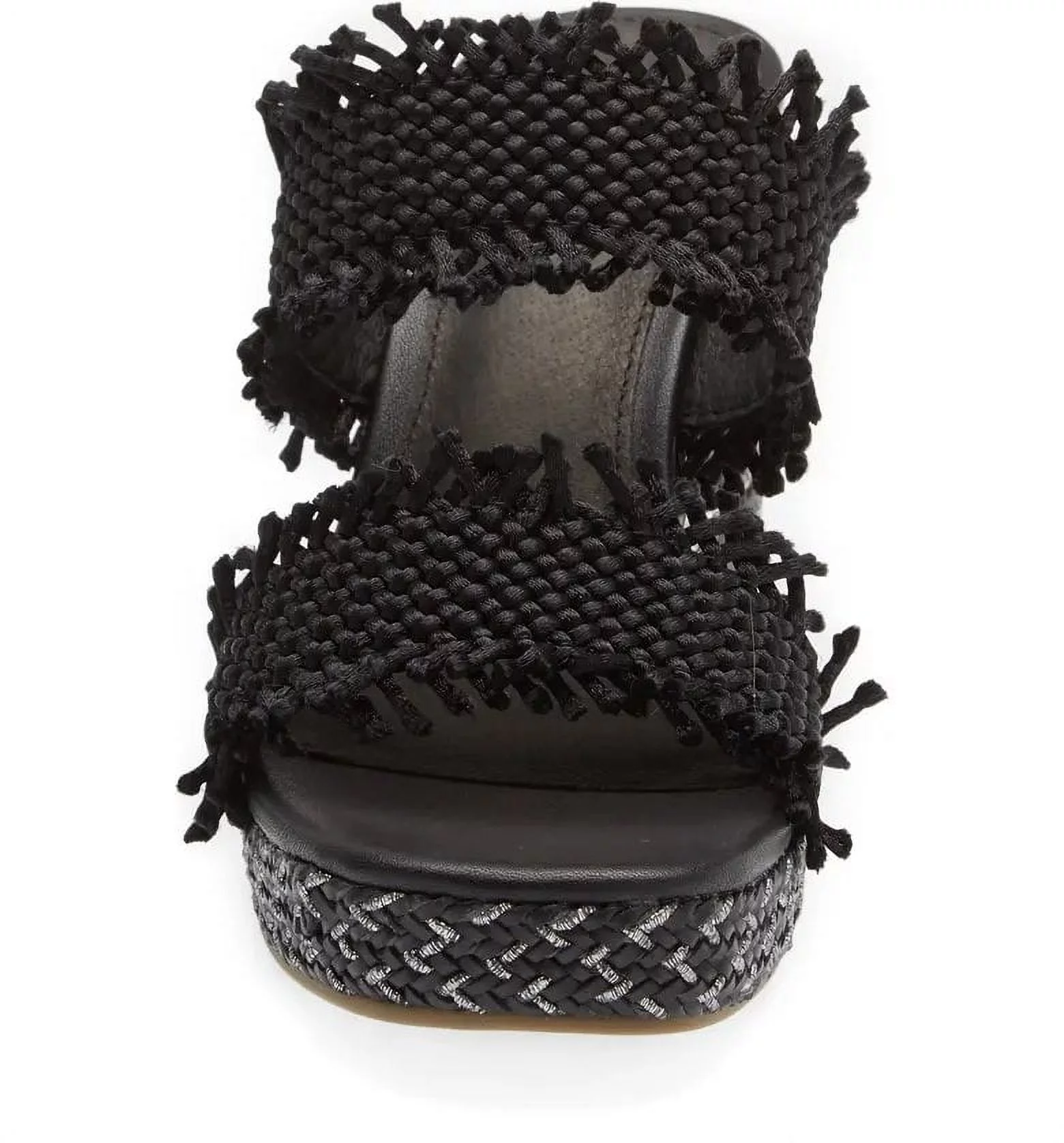 Cecelia New York Lady Zara Platform Sandals Women Slip On Open Toe Heel Wedge Sandal (Black, 6)