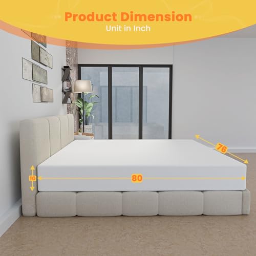 10 Inch Queen Mattress, Gel Memory Foam Queen Size Mattress, Pressure Relieving, Cooling Gel Foam, Queen Mattress in a Box, Certipur-Us Certified, Bed-in-a-Box, Queen, 80