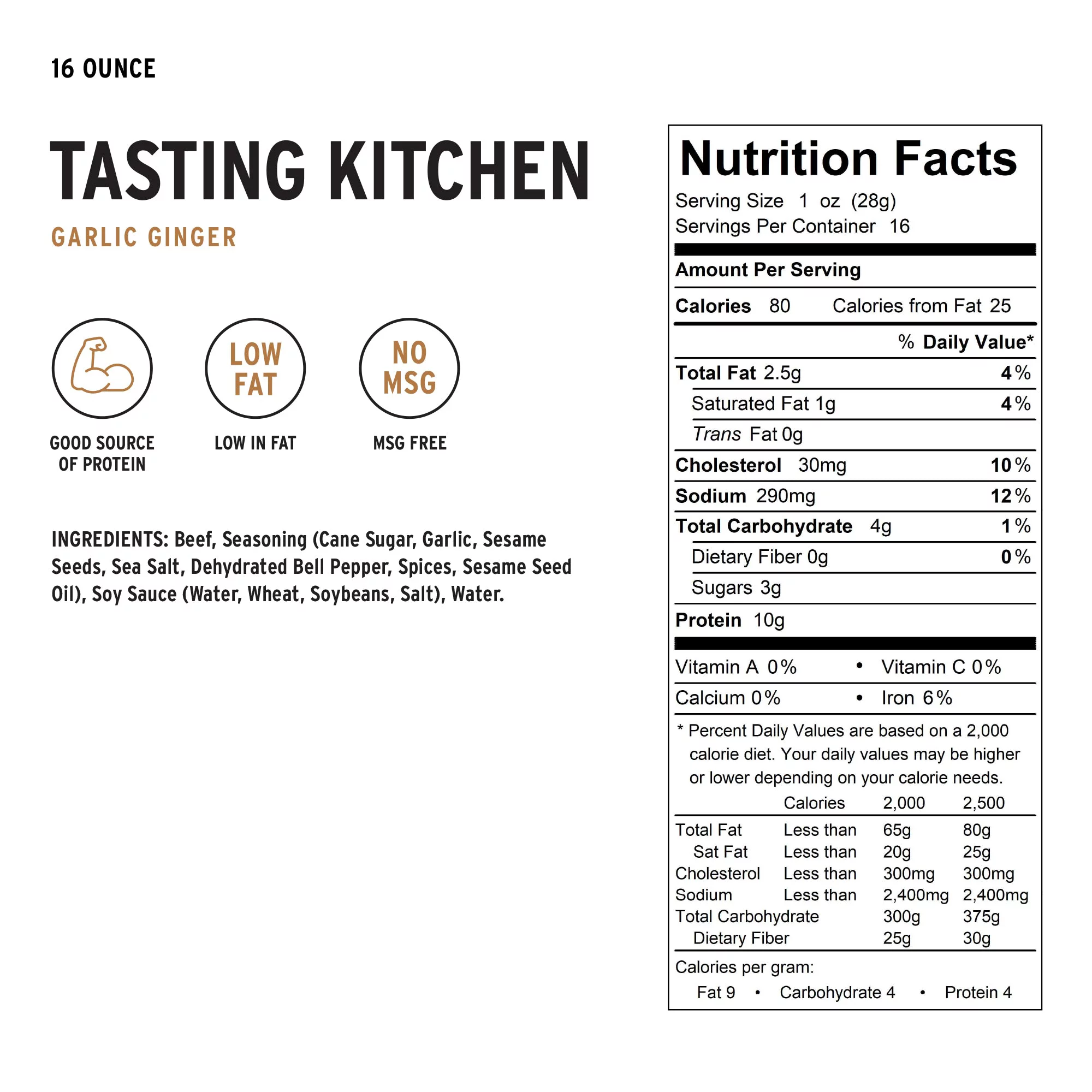 People's Choice Beef Jerky - Garlic Ginger - Backpacking Food - Family Made  - 1 Pound, 16 oz - 1 Bag