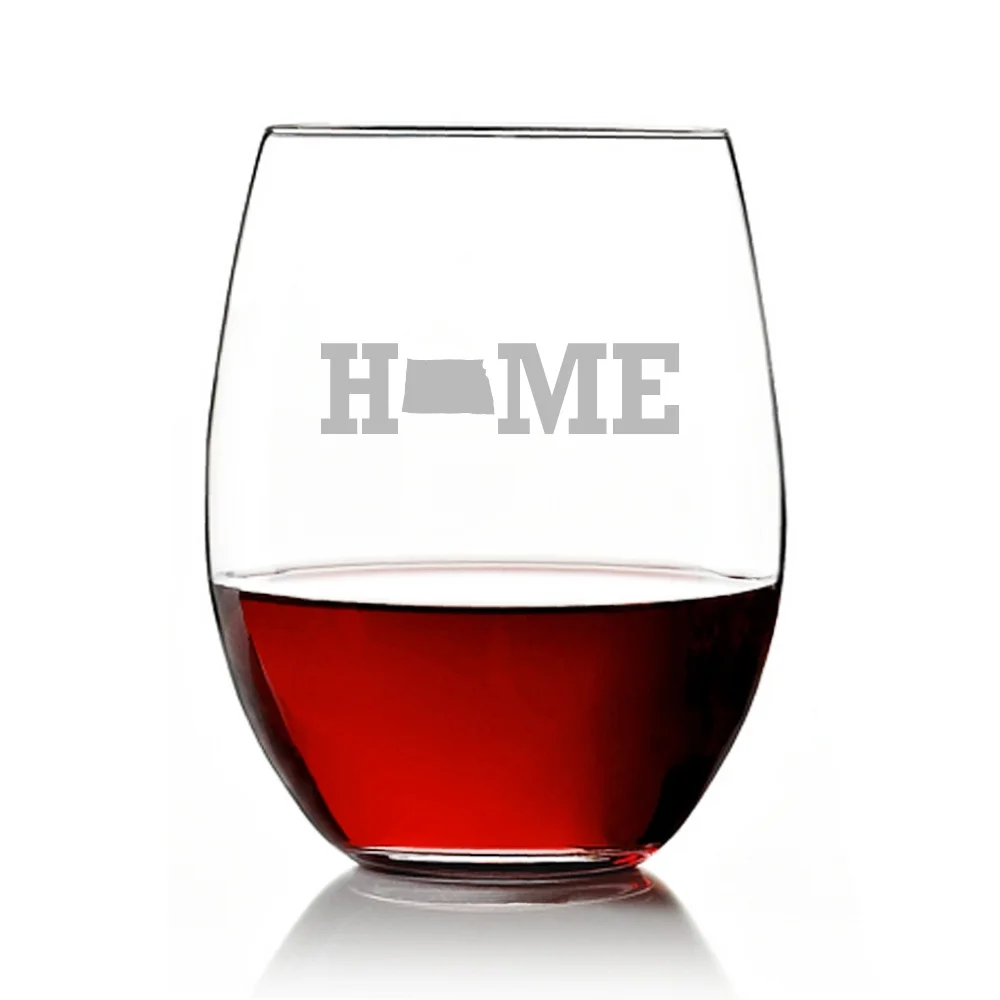 4-pc Home State Stemless Wine Glasses - North Dakota