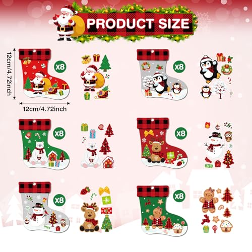 48 Pcs Christmas Craft Kits for Kids Christmas Stockings Christmas Tree Stockings Ornaments Kit Make Your Own Christmas Craft DIY Stockings Cutouts for Holiday Farmhouse Decor