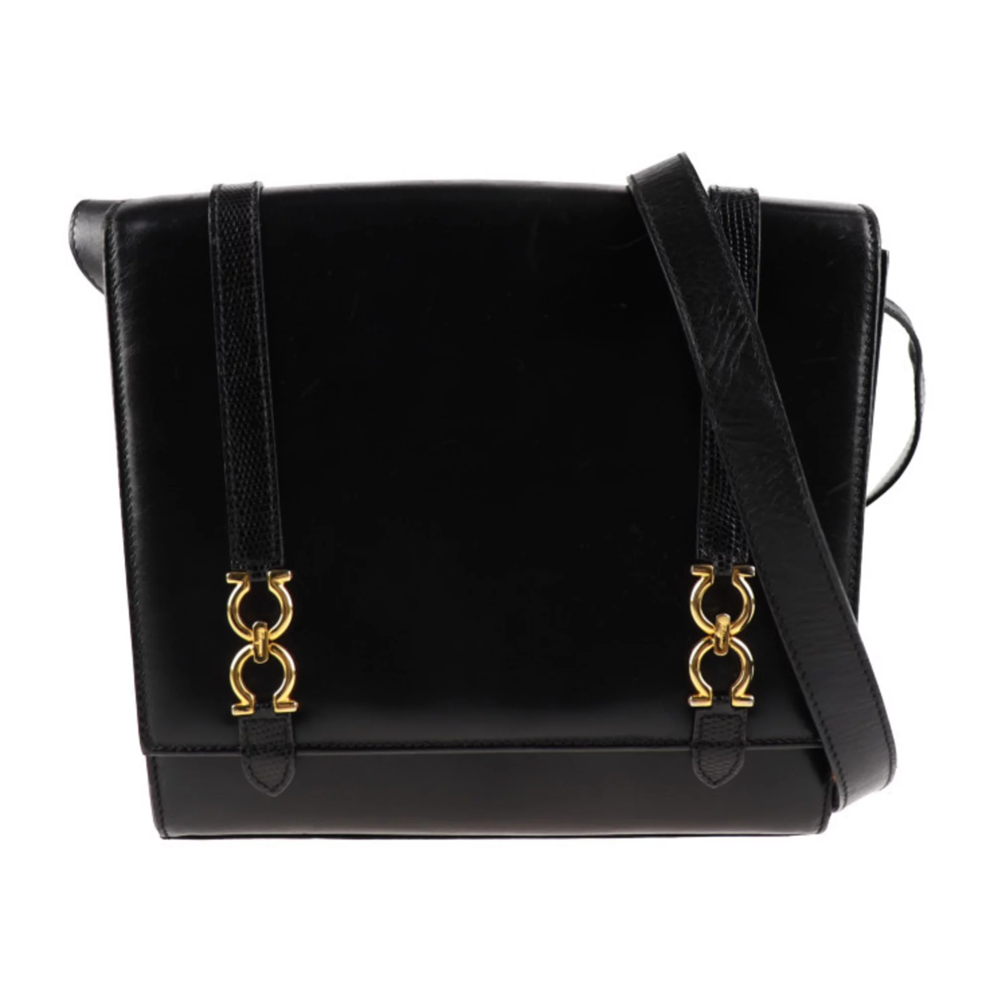 Pre-Owned Salvatore Ferragamo shoulder bag L 21 5191 leather black (Good)