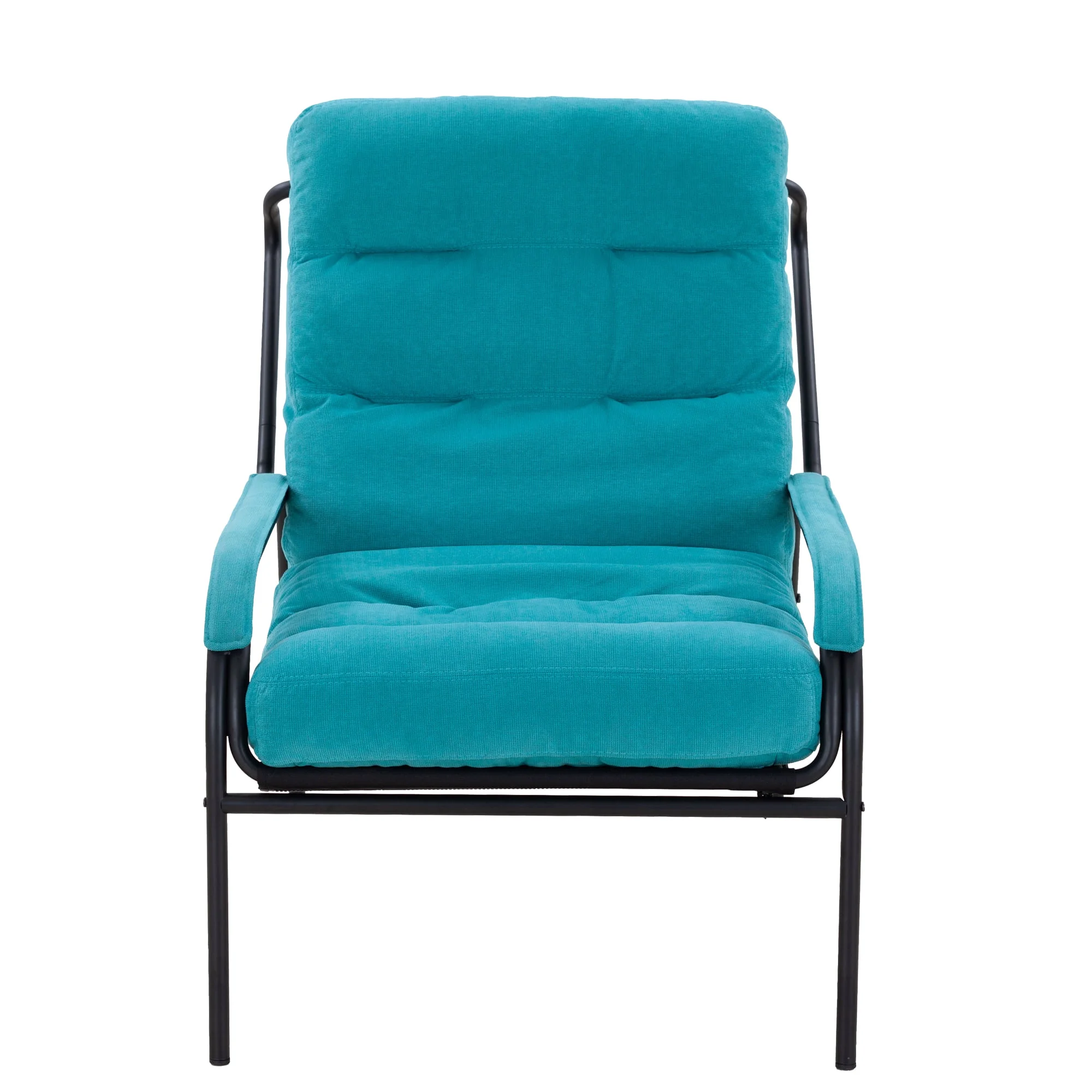 ikayaa Recliner Chair Leisure chair Studio Chairs Iron Arm Chair with Metal Legs Moveable Cushion for Living Room (Turquoise)