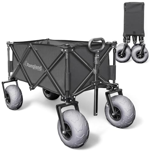 Beach Wagon with Big Wheels for Sand - All Terrain Steel Frame Utility Cart with 9