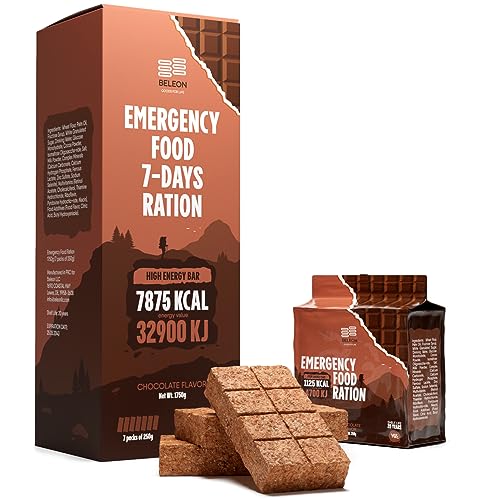 Emergency Food Supply 7-days Chocolate Biscuit Bars MRE Meals Military 2024 Survival Kit - 20 Years Shelf Life Camping Hiking Supplies