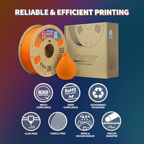 OVERTURE PLA Filament 1.75mm PLA 3D Printer Filament, 2kg Cardboard Spool (4.4lbs), Dimensional Accuracy +/- 0.02mm, Fit Most FDM Printer (Black 2-Pack)