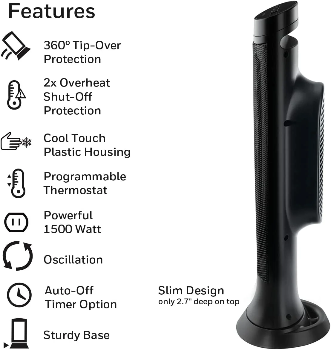 Honeywell Slim Ceramic Portable Heater, New, Black, HCE317B