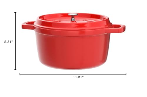 STAUB Cast Iron Dutch Oven 5.5-qt Round Cocotte, Made in France, Serves 5-6, Black Matte