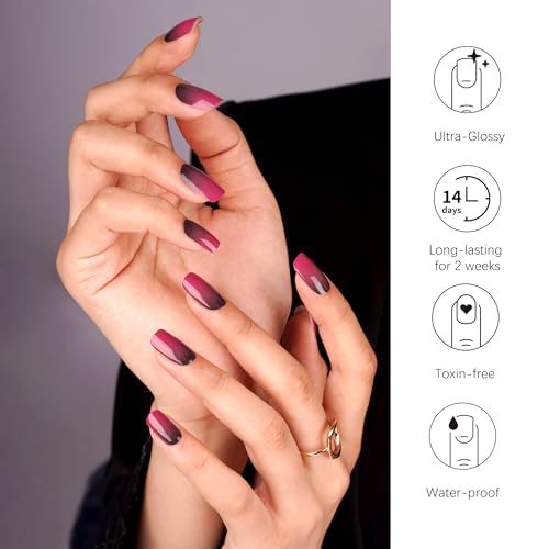 DANNI & TONI Semi Cured Gel Nail Strips Christmas Santa Claus Snowflakes Cat Eye Gel Nail Wraps 28 Stickers | Mistletoe Meow