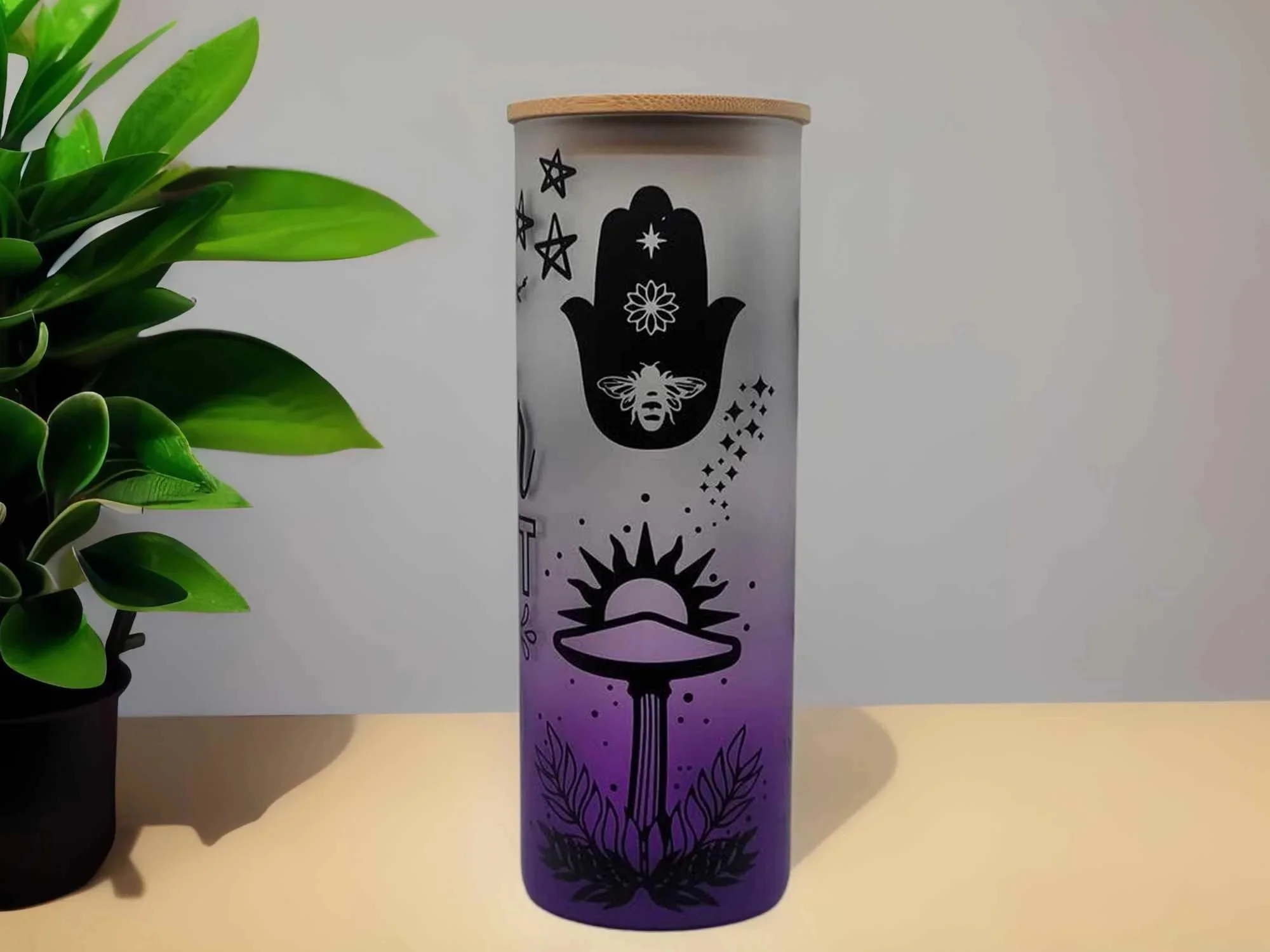 Mushroom Beer Can Glass | Boho Mushroom Coffee Glass |Coffee Glass | 24 oz