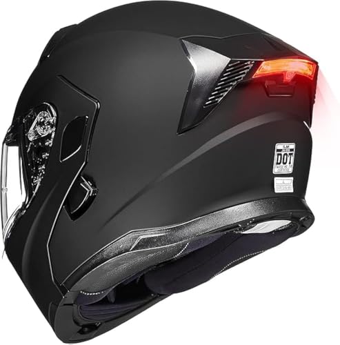 ILM Motorcycle Modular Full Face Helmet for Adult Flip up Dual Visor LED Tail Light Optional DOT