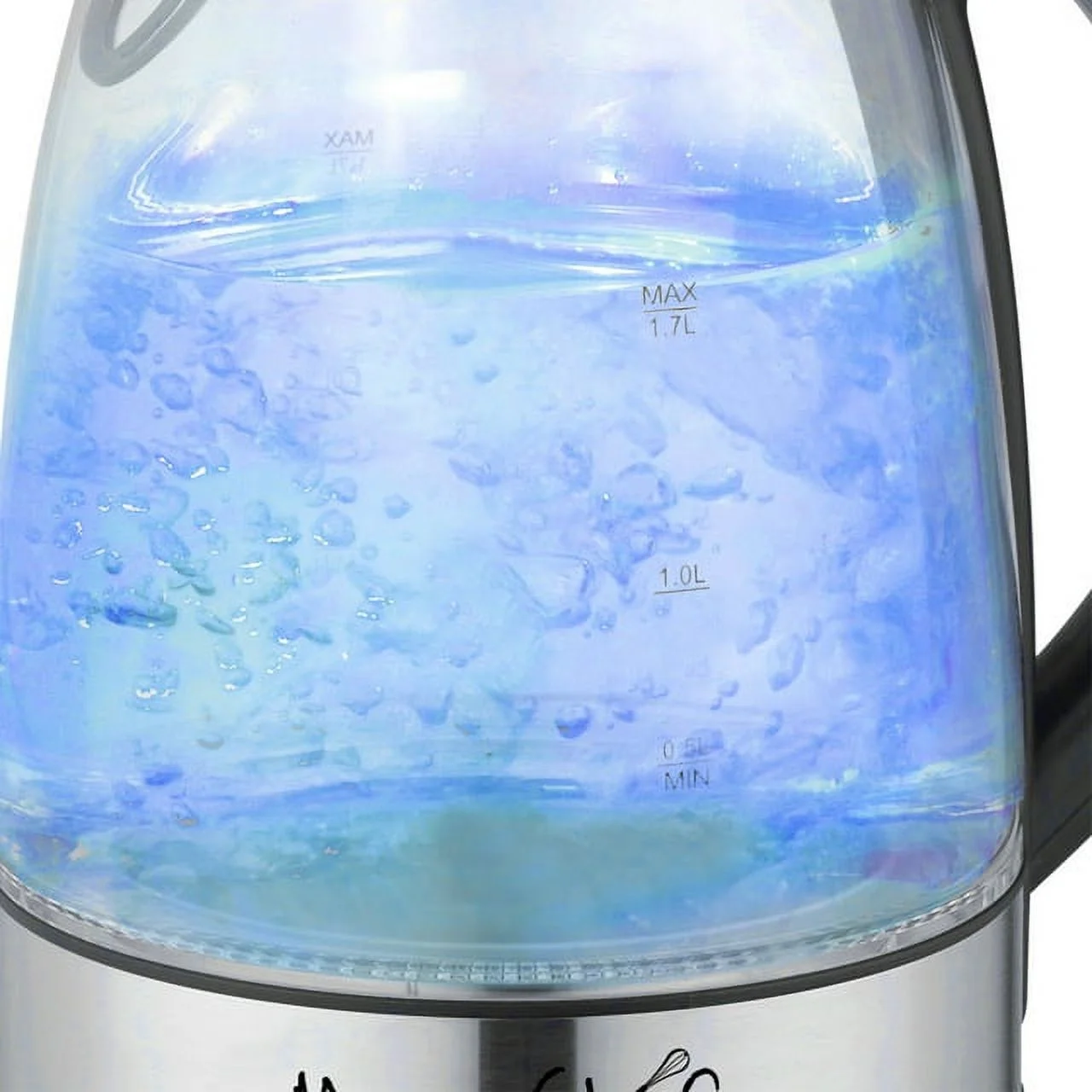 MegaChef 7 Cups 1.7 l Glass and Stainless Steel Electric Tea Kettle