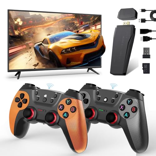 Upgraded Wireless Retro Gaming Console, Retro Game Stick 4K with 20,000+ Games and 9 Emulators Built-in, Plug and Play Video Games for TV, 2.4G Wireless Controllers