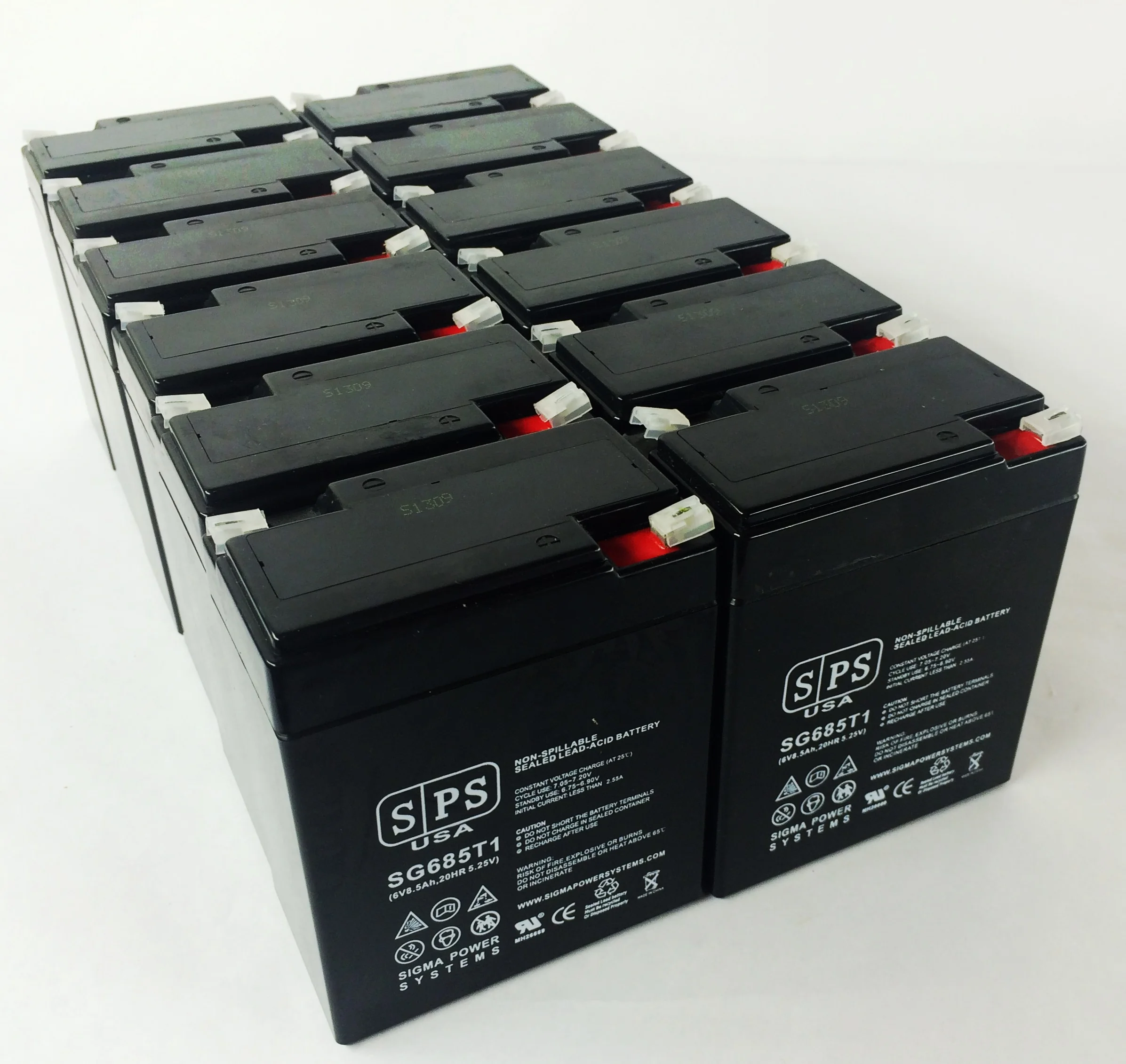 SPS Brand 6V 8.5Ah Replacement Battery (SG0685T1) for National Power Corporation GS260R3W1 (50 pack)