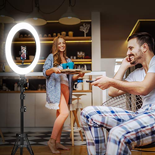 Yesker Ring Light with Tripod Stand and Phone Holder 18 Inch RGB Ringlight 25 RGB Modes Bi-Color Adjustable 2700–7000K LED Selfie Halo Light Kit for Live Stream Photography Zoom Makeup Youtobe Tiktok