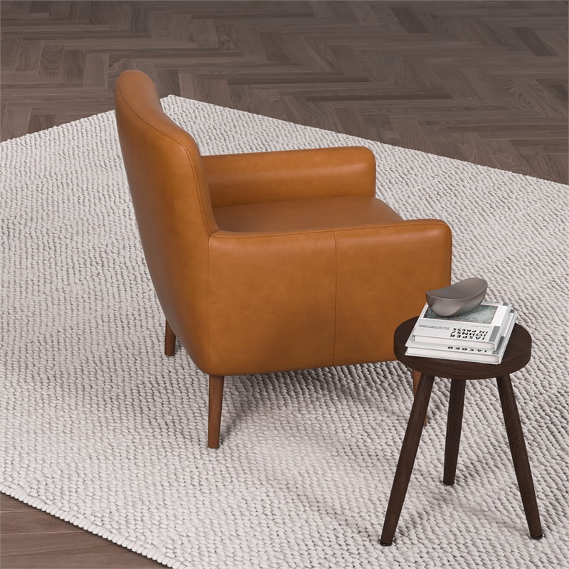 Silvan Luxury Modern Tufted Full Grain Tan Leather Accent Armchair