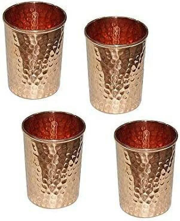 Stylla London® 2 Hammered Pure Copper Tumbler Glass Set for Ayurvedic Healing