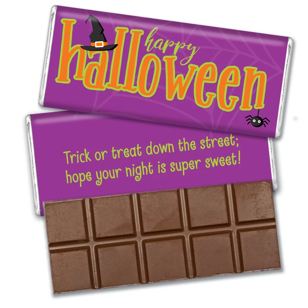 36 Pcs Halloween Party Candy Favors in Bulk Wrapped Belgian Chocolate Bars - Purple