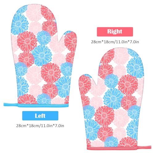 1 Pair Christmas Oven Mitts Gloves Heat Resistant Silicone Surface for Kitchen Baking Cooking Grilling(Xmas Oven Mittens)