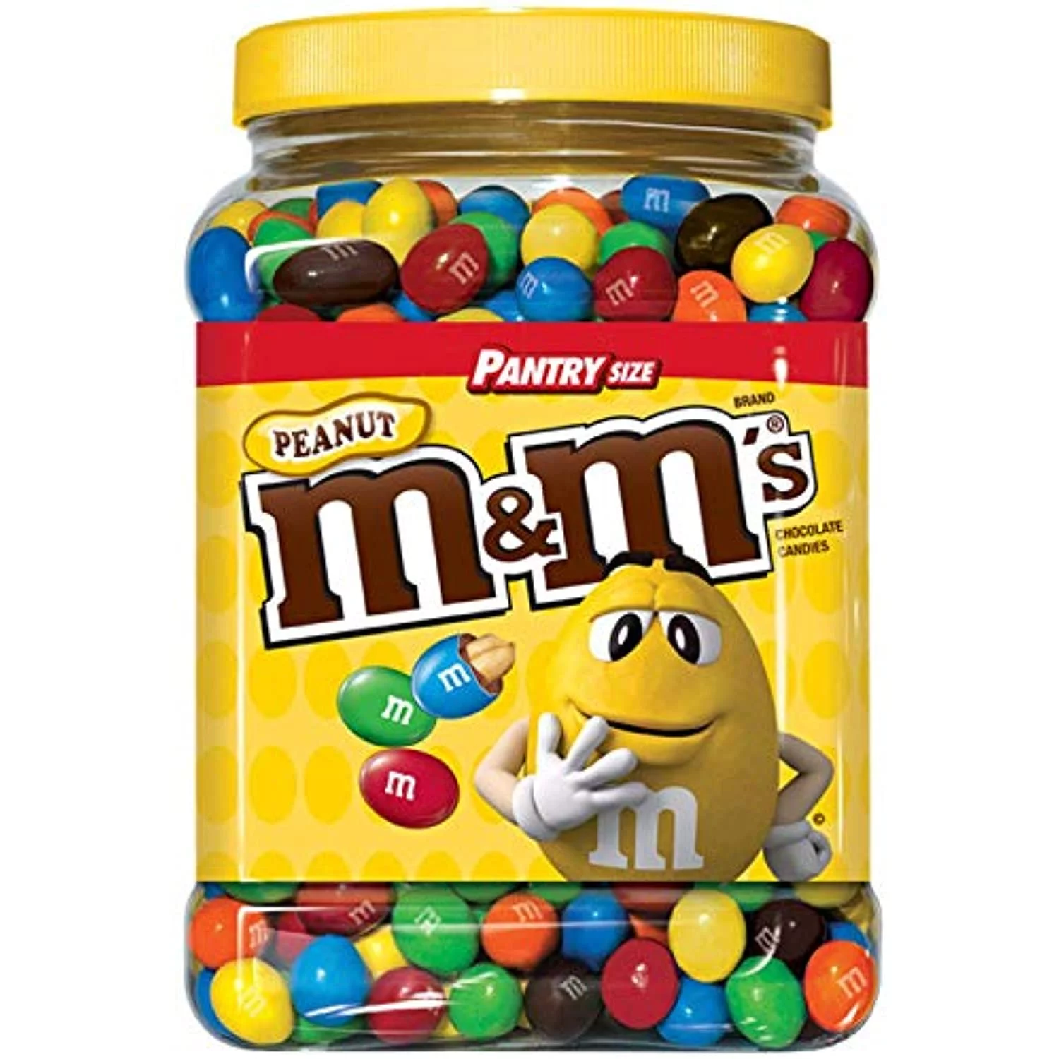 M&Ms Candies, Peanut Chocolate, 62 Ounce Jar, Pack Of 1